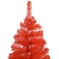 Vidaxl Umelý vianočný stromček s LED a súpravou gulí 210 cm červený PVC