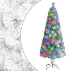 Vidaxl Umelý vianočný stromček s LED biela 210 cm optické vlákno