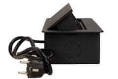Orno Výklopný blok zapustený ORNO OR-AE-13126/B, 2x 230V a 2x USB, čierny