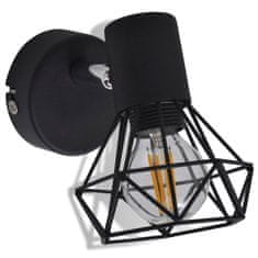 Vidaxl 2 čierne nástenné lampy s LED žiarovkou, industriálny štýl, drôtené