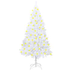 Vidaxl Umelý vianočný stromček s LED a hustými vetvičkami biely 150 cm