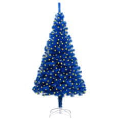 Vidaxl Umelý vianočný stromček s LED a podstavcom modrý 210 cm PVC