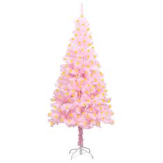 Vidaxl Umelý vianočný stromček s LED a podstavcom ružový 150 cm PVC