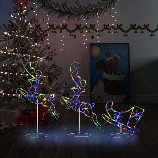 shumee Akrylový vianočný lietajúci sob so saňami 260x21x87cm farebný