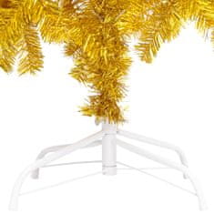Vidaxl Umelý vianočný stromček s LED a podstavcom zlatý 180 cm PET