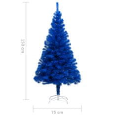 Vidaxl Umelý vianočný stromček s LED a podstavcom modrý 150 cm PVC