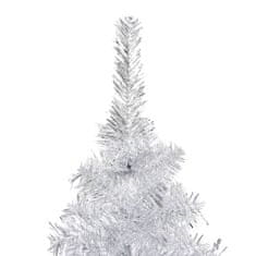 Vidaxl Umelý vianočný stromček s LED a podstavcom strieborný 210 cm