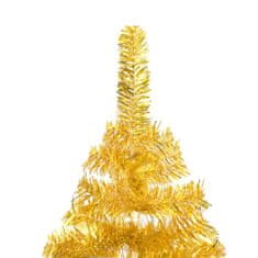 Vidaxl Umelý vianočný stromček s LED a podstavcom zlatý 210 cm PET