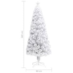 Vidaxl Umelý vianočný stromček s LED biela 180 cm optické vlákno