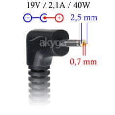 Akyga AK-ND-23 napájací adaptér pre notebooky Asus EEE PC - 19V/2.1A 40W 2.5x0.7mm konektor