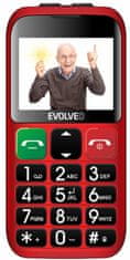 Evolveo EASYPHONE EB, mobilný telefón pre seniorov s nabíjacím stojanom, červený
