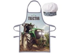 BrandMac Detská zástera s kuchárskou čiapkou Zelený traktor