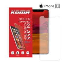 KOMA Ochranné tvrdené sklo pre iPhone 11, zaoblenie 2.5 D, tvrdosť 9H