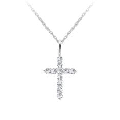 Preciosa Dizajnový strieborný náhrdelník Tender Cross s kubickou zirkóniou Preciosa 5332 00