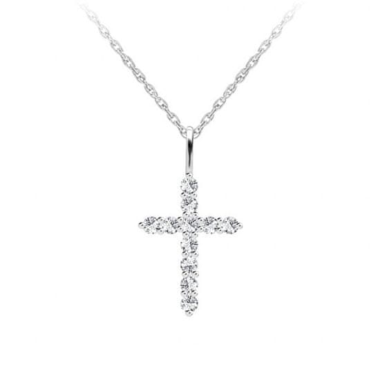 Preciosa Dizajnový strieborný náhrdelník Tender Cross s kubickou zirkóniou Preciosa 5332 00