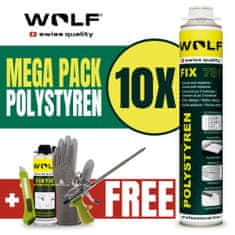 WOLF swiss quality Montážne lepidlo (PUR) pištoľové - na Polystyrén - 10 ks MEGA PACK 750 ml - 10 ks 