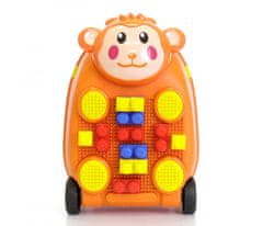 PD TOYS Detský kufor so stavebnicou (opička-oranžová)
