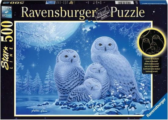 Ravensburger Svietiace puzzle Sovy 500 dielikov
