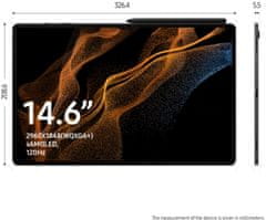 SAMSUNG Galaxy Tab S8 Ultra, 8GB/128GB, Wi-Fi, Dark Grey (SM-X900NZAAEUE)