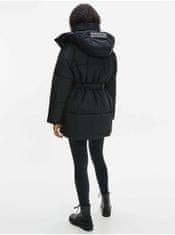 Calvin Klein Čierny dámsky prešívaný zimný kabát s kapucou Calvin Klein XS