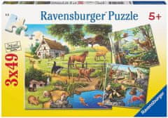 Ravensburger Puzzle Zvieratá v lese, ZOO a na statku 3x49 dielikov
