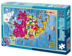 D-Toys Puzzle Mapa Severnej Ameriky 240 dielikov