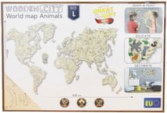 Wooden city Drevená mapa so zvieratkami veľkosť L (83x55cm)