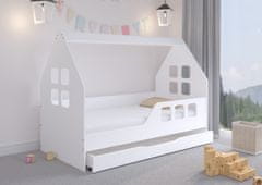 Wooden Toys Drevené Hračky Detská posteľ HOUSE 160x80 cm so zásuvkou + matracom