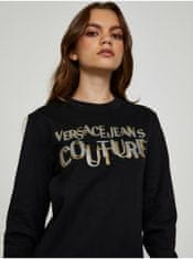 Versace Jeans Čierna dámska mikina s potlačou Versace Jeans Couture R Logo Glitter M