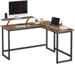 VASAGLE Rohový počítačový stôl so stojanom na monitor LWD56X