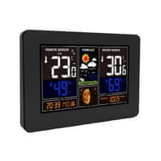 Solight Meteostanica, extra veľký farebný LCD, teplota, vlhkosť, tlak, USB nabíjanie, čierna