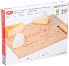 Alpina Drevená doska "Francúzsko" s nožom na syr ALPINA