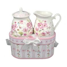Home Elements Porcelánová cukornička a mliekovka - Rúžové kvetiny