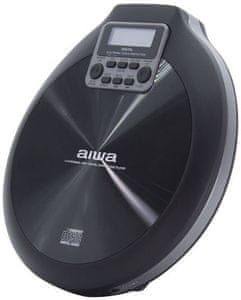 moderný cd discman aiwa pcd-810 skvelý zvuk hyperbass technológia antishock programovateľná pamäť dobíjacia batéria puzdro na zips