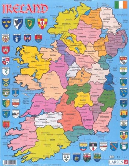 LARSEN Puzzle Politická mapa Severného Írska 48 dielikov