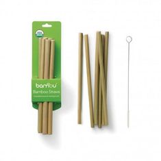 Bambum Bambusové slamky - sada 6 ks vr. kefky