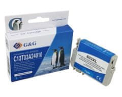 G&G Epson 603XL C, Premium patentovaný cartridge, XL 350 strán s čipom, Azúrová - Cyan