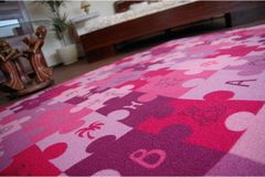 Dywany Lusczów Detský koberec PUZZLE fialový, velikost 150x350