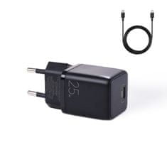 Joyroom Mini Fast Charger sieťová nabíjačka USB-C PD 25W + kábel USB-C / USB-C, čierna