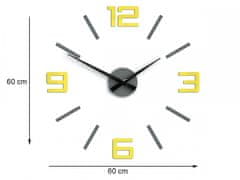 ModernClock 3D nalepovacie hodiny Reden sivo-žlté