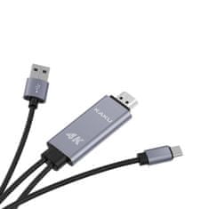 Kaku KSC-557 kábel USB - USB-C / HDMI 4K 1m, sivý