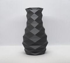 3D Special Váza so vzorom kosoštvorca a metalickým efektom, strieborná