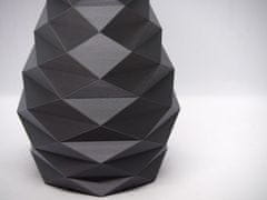 3D Special Váza so vzorom kosoštvorca a metalickým efektom, strieborná
