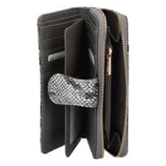 Patrizia Pepe Dámska lakovaná peňaženka s bočným zipsom Lausanne, sivý vzor