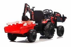 Beneo Elektrický traktor TOP-WORKER 12V s lyžicami a prívesom, Jednomiestne, mäkké PU sedadlo, 12V/10Ah