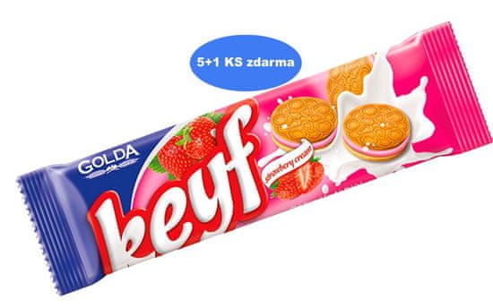 Golda Keyf strawberry - zlepované sušienky s jahodovou náplňou 50g (5+1 ks zdarma)
