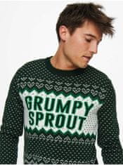 ONLY Tmavozelený vianočný sveter ONLY & SONS X-Mas XL