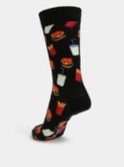 Happy Socks Čierne vzorované unisex ponožky Happy Socks Hamburger 36-40