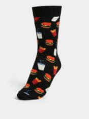 Happy Socks Čierne vzorované unisex ponožky Happy Socks Hamburger 36-40