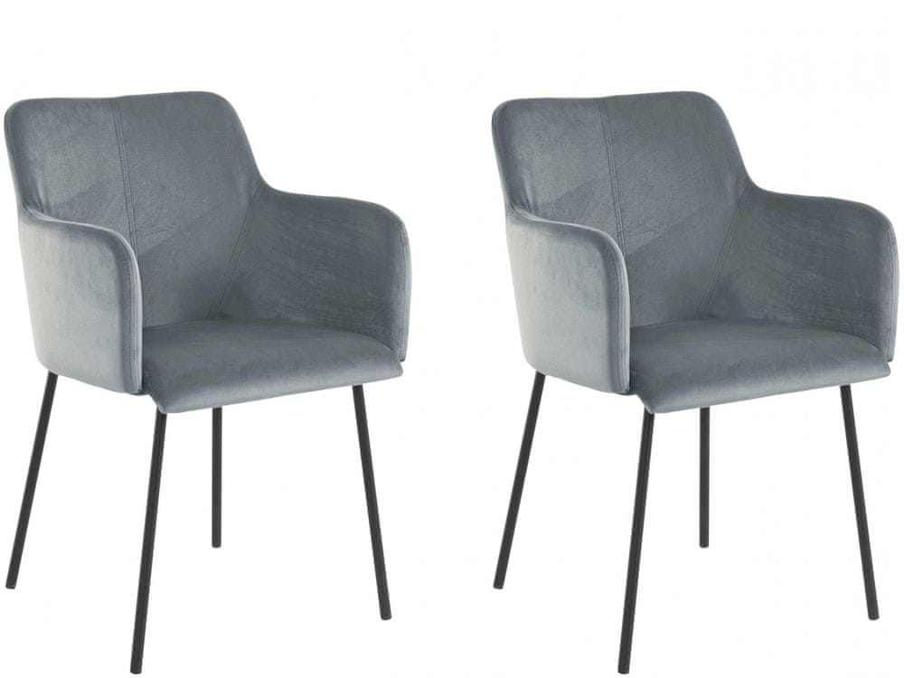 Danish Style Jedálenská stolička Jonna (SADA 2 ks), zamat, šedá
